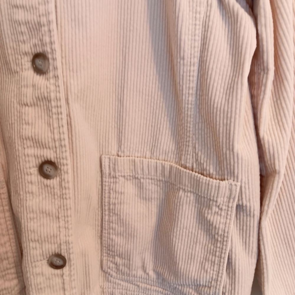 Cream Beige Corduroy, Barn Jacket Chore Coat Button Front 100% Cotton Women's M - Picture 4 of 10